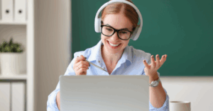 Grade 12 learner participating in an online learning activity, possibly winter school.